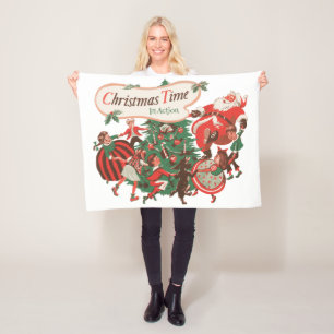 Weihnachten Weihnachtsmann und Tanzkinder Fleecedecke