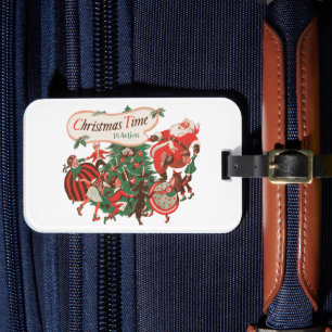 Weihnachten Weihnachtsmann und Tanzkinder Gepäckanhänger