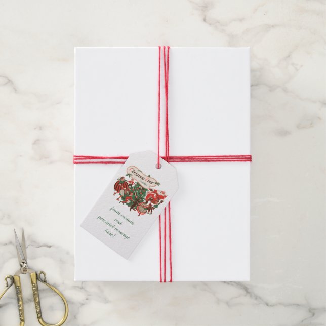 Weihnachten Weihnachtsmann und Tanzkinder Geschenkanhänger (Mit Garn)