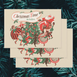 Weihnachten Weihnachtsmann und Tanzkinder Geschenkpapier Set