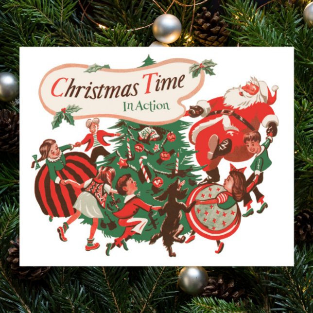 Weihnachten Weihnachtsmann und Tanzkinder Poster (Von Creator hochgeladen)