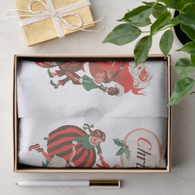 Weihnachten Weihnachtsmann und Tanzkinder Seidenpapier (Geschenk)