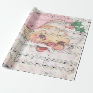Weihnachten Weihnachtsmann - Vintage Notenmusik Geschenkpapier