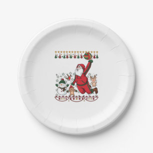 Weihnachten Weihnachtsmann Volleyball Schneemann R Pappteller