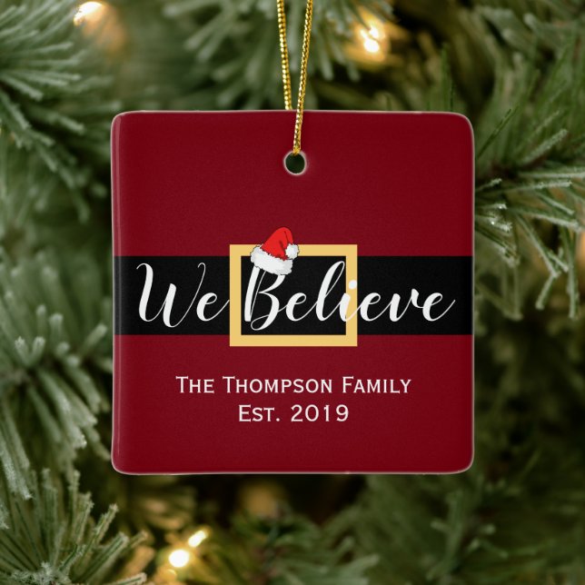 Weihnachten Weihnachtsmann Wir glauben, Familie Fo Keramikornament (Baum)