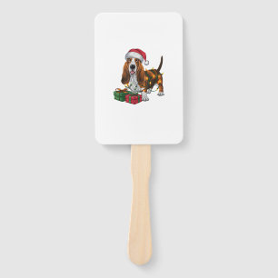 Weihnachten Weihnachtsmannmütze Basset Hund Weihna Fächer