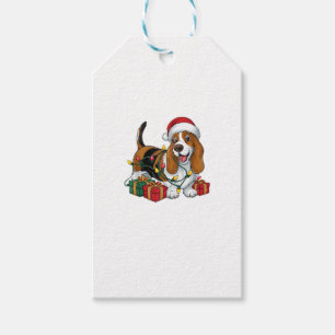 Weihnachten Weihnachtsmannmütze Basset Hund Weihna Geschenkanhänger