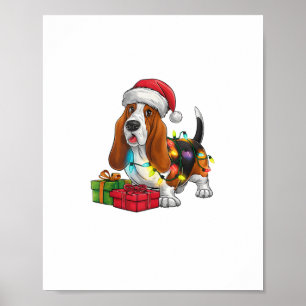 Weihnachten Weihnachtsmannmütze Basset Hund Weihna Poster