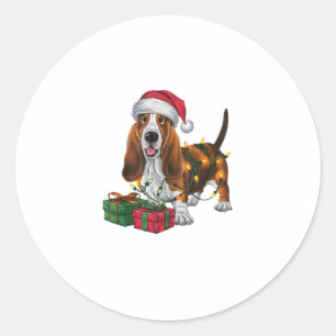 Weihnachten Weihnachtsmannmütze Basset Hund Weihna Runder Aufkleber