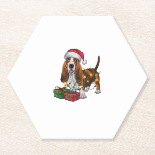 Weihnachten Weihnachtsmannmütze Basset Hund Weihna Untersetzer