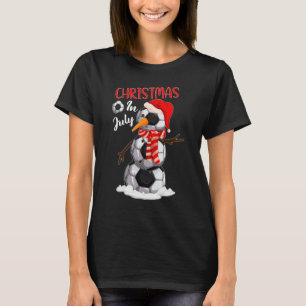 Weihnachten Weihnachtsmannmütze Fußball Schneemann T-Shirt