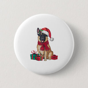 Weihnachten Weihnachtsmannmütze Malinois Weihnacht Button