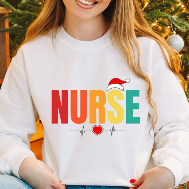 Weihnachten Weihnachtsmannmütze Niedlich Krankenpf Sweatshirt (Von Creator hochgeladen)