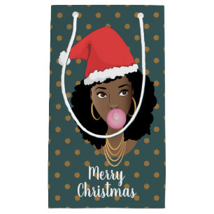 Weihnachten Weihnachtsmannmütze, Schwarze Frau, K Kleine Geschenktüte