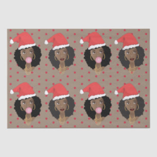 Weihnachten Weihnachtsmannmütze, Schwarze Frau, Ka Seidenpapier