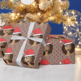 Weihnachten-Weihnachtsmannmütze, Schwarze Frau, ro Geschenkpapier
