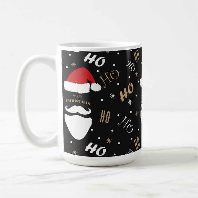 Weihnachten Weihnachtsmuster Schwarzer Hintergrund Kaffeetasse (Links)