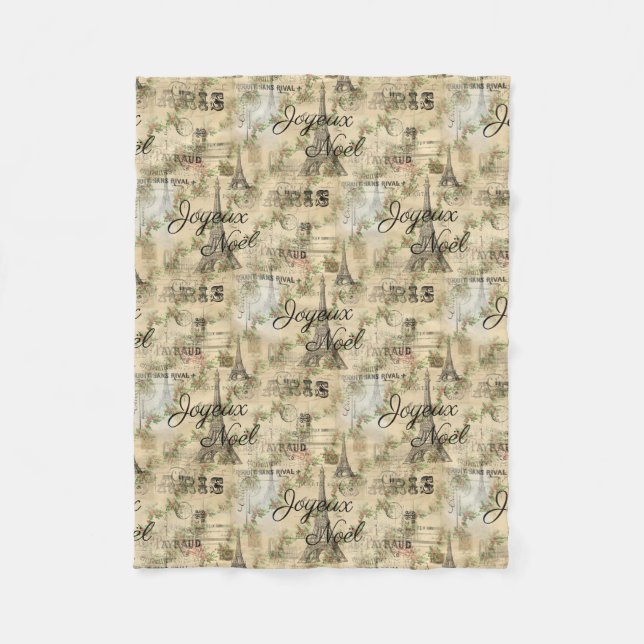 Weihnachten-WeihnachtsVintage Fleece-Decke Paris Fleecedecke (Vorderseite)
