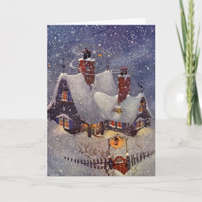 Weihnachten, Weihnachtswerkstatt Nordpol Feiertagskarte (Vorderseite)