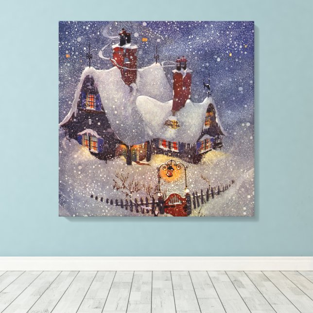 Weihnachten, Weihnachtswerkstatt Nordpol Leinwanddruck (Insitu (Holzboden))