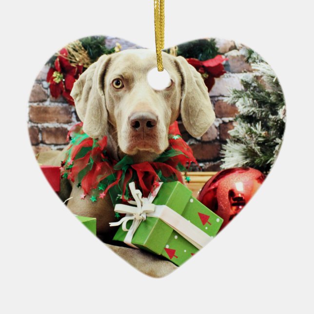 Weihnachten - Weimaraner - Lucy Keramikornament (Vorne)