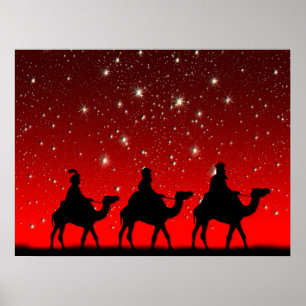 Weihnachten Weisen Red Sky Star Lite Nacht Poster