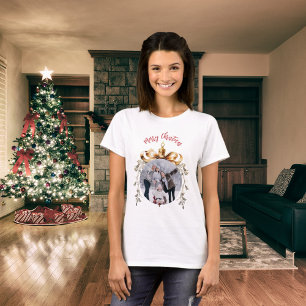 Weihnachten weiß rot gold Familienfoto T-Shirt