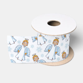 Weihnachten Weiß und Blauer Engel Satinband