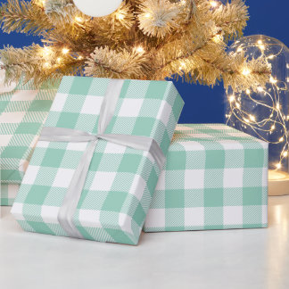 Weihnachten Weiß und Hell Türkis Büffel Karo Geschenkpapier