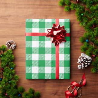Weihnachten Weiß und Kelly Grün Buffalo Karo Geschenkpapier