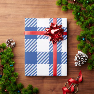 Weihnachten Weiß und Königlich Blau Buffalo Karier Geschenkpapier