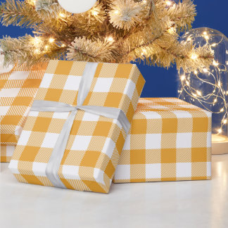 Weihnachten Weiß und Orange Buffalo Karo Geschenkpapier