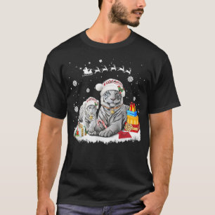 Weihnachten Weißer Tiger Weihnachtsmannmütze Weihn T-Shirt