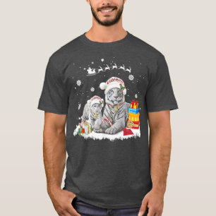 Weihnachten Weißer Tiger Weihnachtsmannmütze Weihn T-Shirt