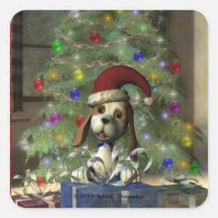 Weihnachten Welpe Square Sticker