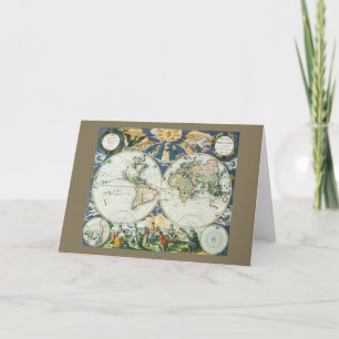 Weihnachten, Weltfrieden, Alte Weltkarte Feiertagskarte