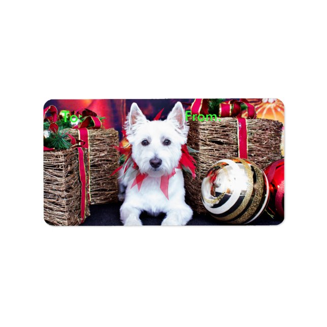 Weihnachten - Westie - Bella Adressaufkleber (Vorne)