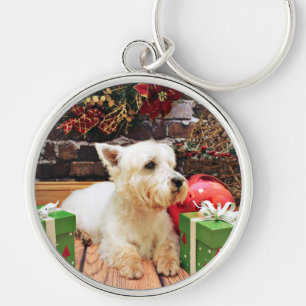 Weihnachten - Westie - Callie Schlüsselanhänger