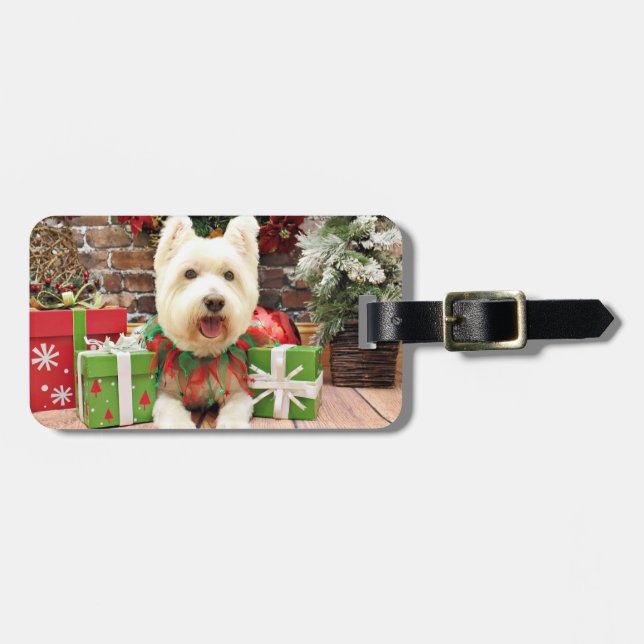 Weihnachten - Westie - glücklich Gepäckanhänger (Vorderseite horizontal)