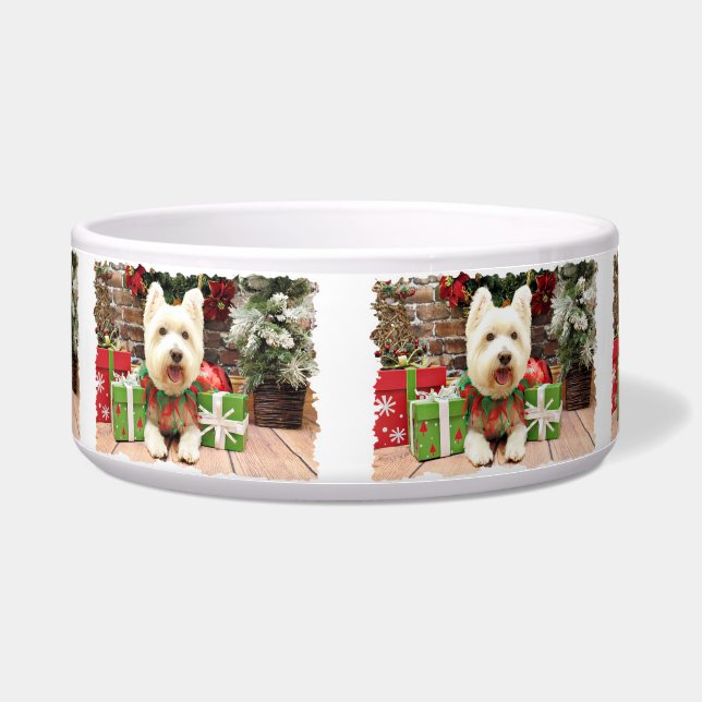 Weihnachten - Westie - glücklich Napf (Vorderseite)
