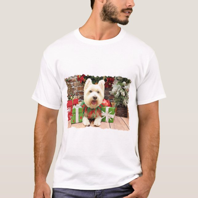 Weihnachten - Westie - glücklich T-Shirt (Vorderseite)
