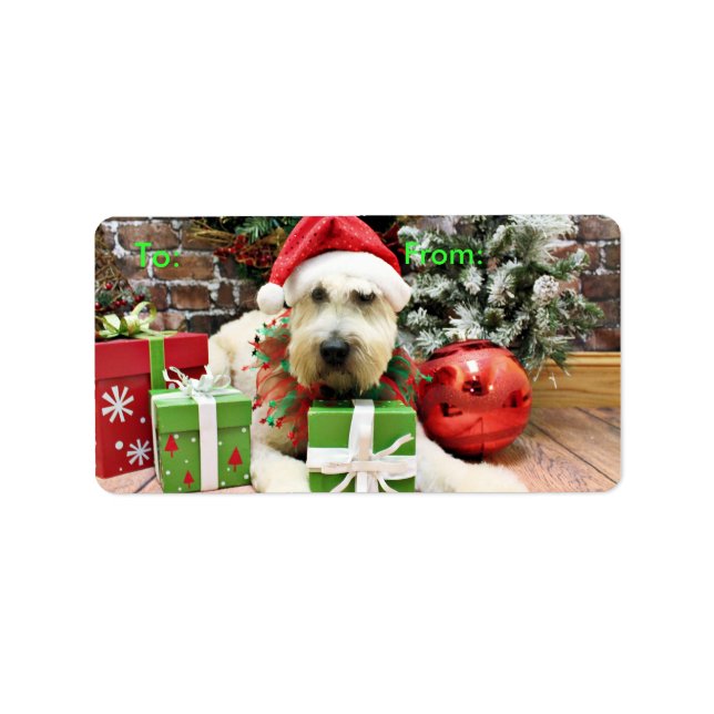 Weihnachten - Wheaten Terrier - Bailey Adressaufkleber (Vorne)