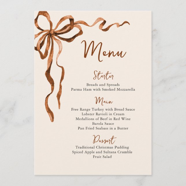 Weihnachten Whimsical Funky Boho Bogen Dinner Part Menükarte (Vorderseite)