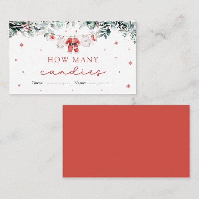 Weihnachten Wie viele Candies Baby Duschspiel Begleitkarte (Vorne/Hinten)