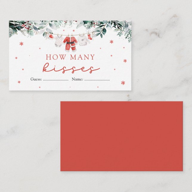 Weihnachten Wie viele Kisses Baby Duschspiel Begleitkarte (Vorne/Hinten)