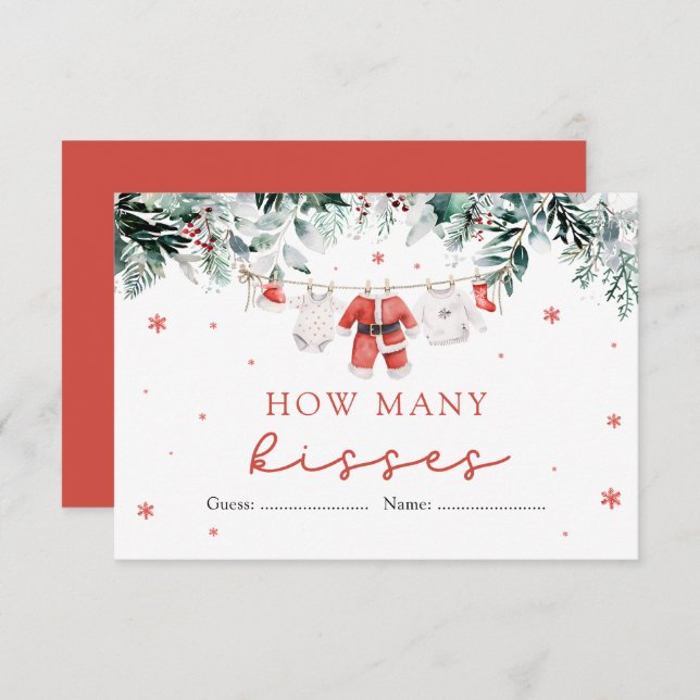 Weihnachten Wie viele Kisses Baby Duschspiel Begleitkarte (Vorne/Hinten)