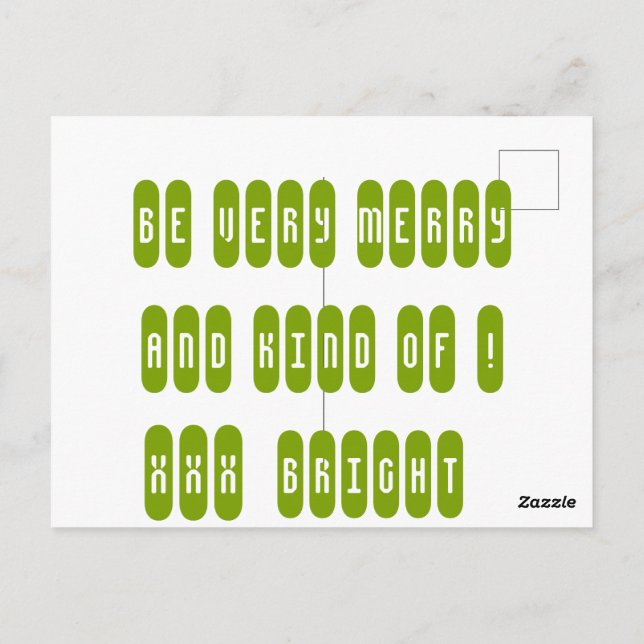 Weihnachten wieder großartig blass grüne Schneebau Postkarte (Rückseite)