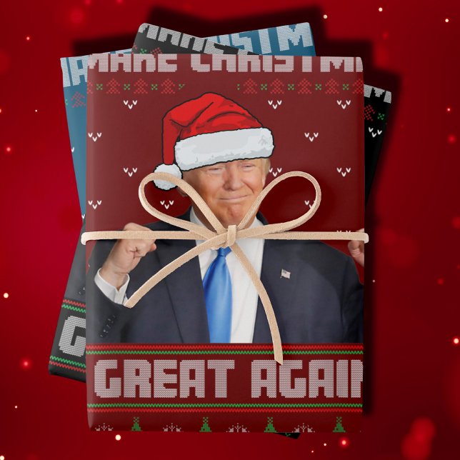 Weihnachten wieder großartig Donald Trump Xmas Fun Geschenkpapier Set (Von Creator hochgeladen)