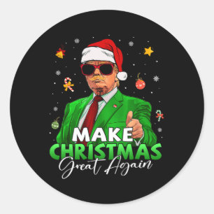 Weihnachten wieder großartig Funny Santa Trump Chr Runder Aufkleber