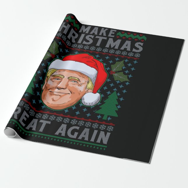 Weihnachten wieder großartig Funny Trump Ugly Xmas Geschenkpapier (Ungerollt)
